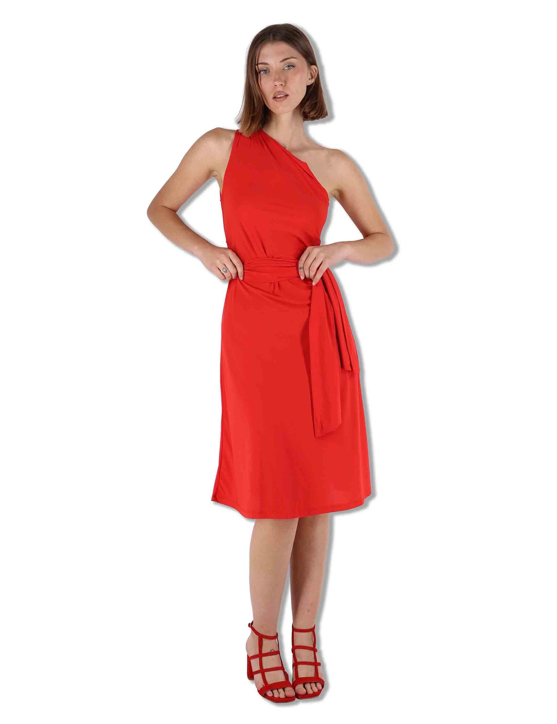 Abiti donna Soft in jersey rosso monospalla con fusciacca JF671570210 30000 Maliparmi 