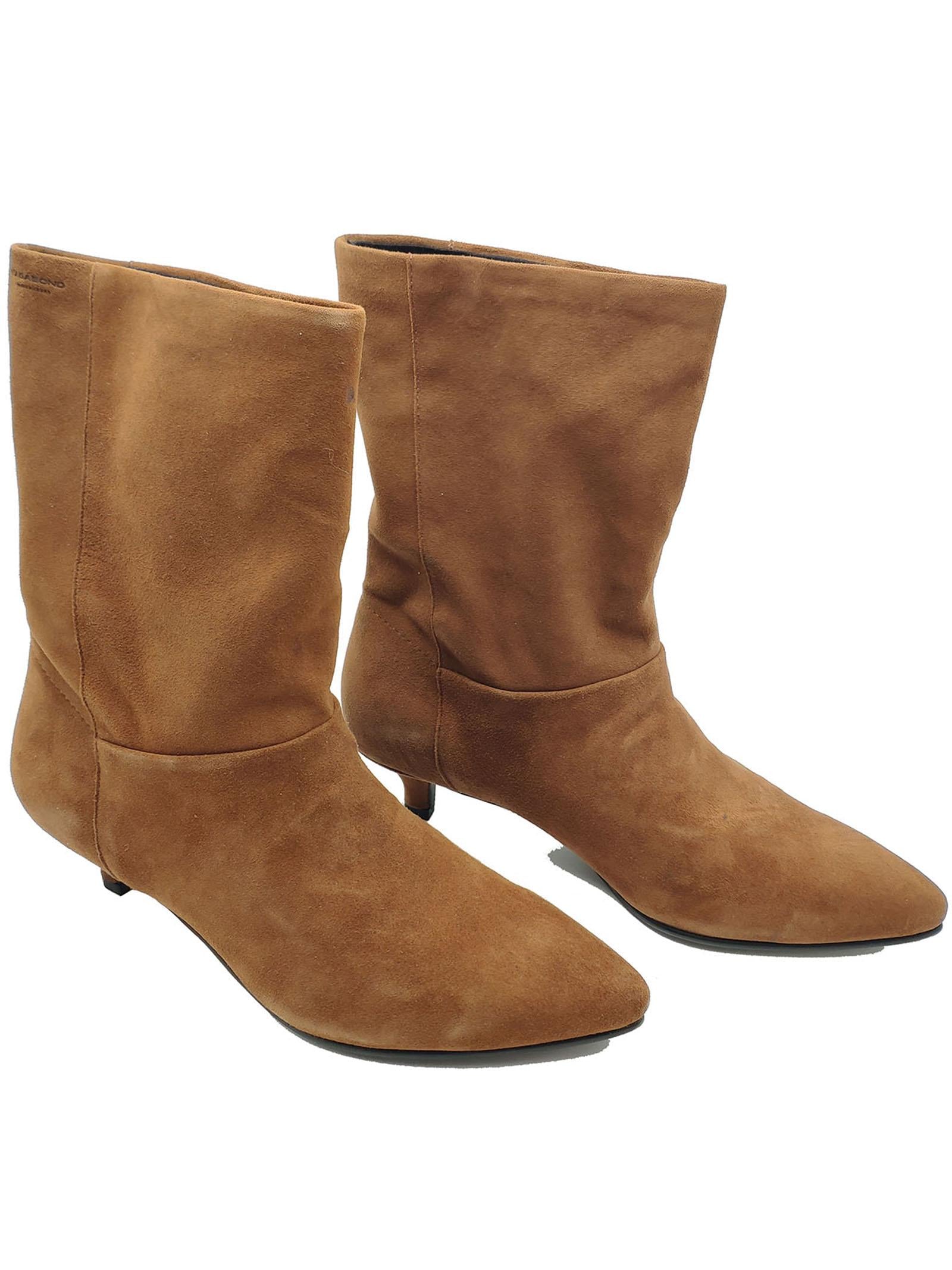 Calzature Donna Stivaletti in Camoscio Cuoio a Tubo con Punta a Punta 4611 CUOIO Vagabond 