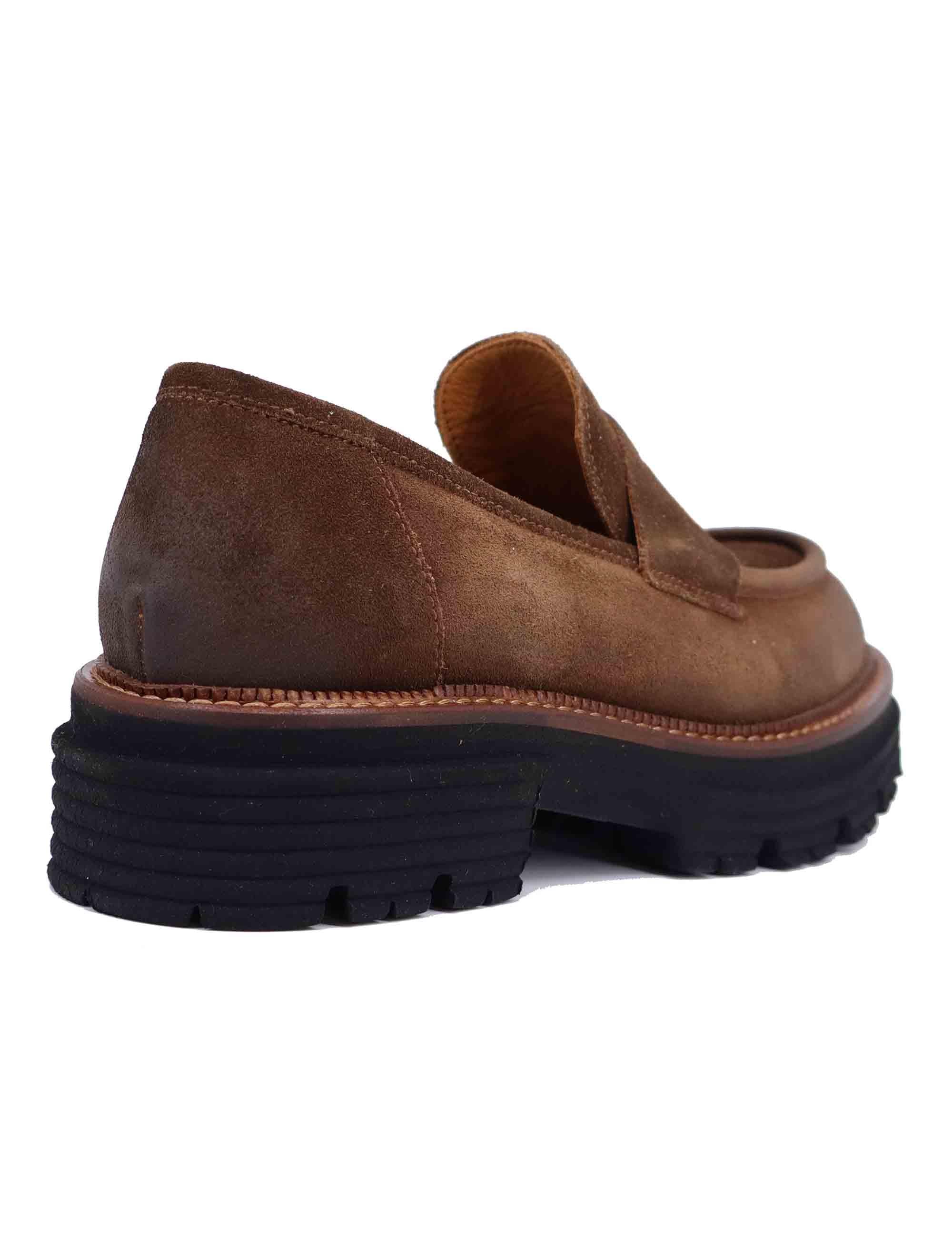 Mocassini donna in camoscio vintage cuoio con suola in gomma SP3276 013 Spatarella 