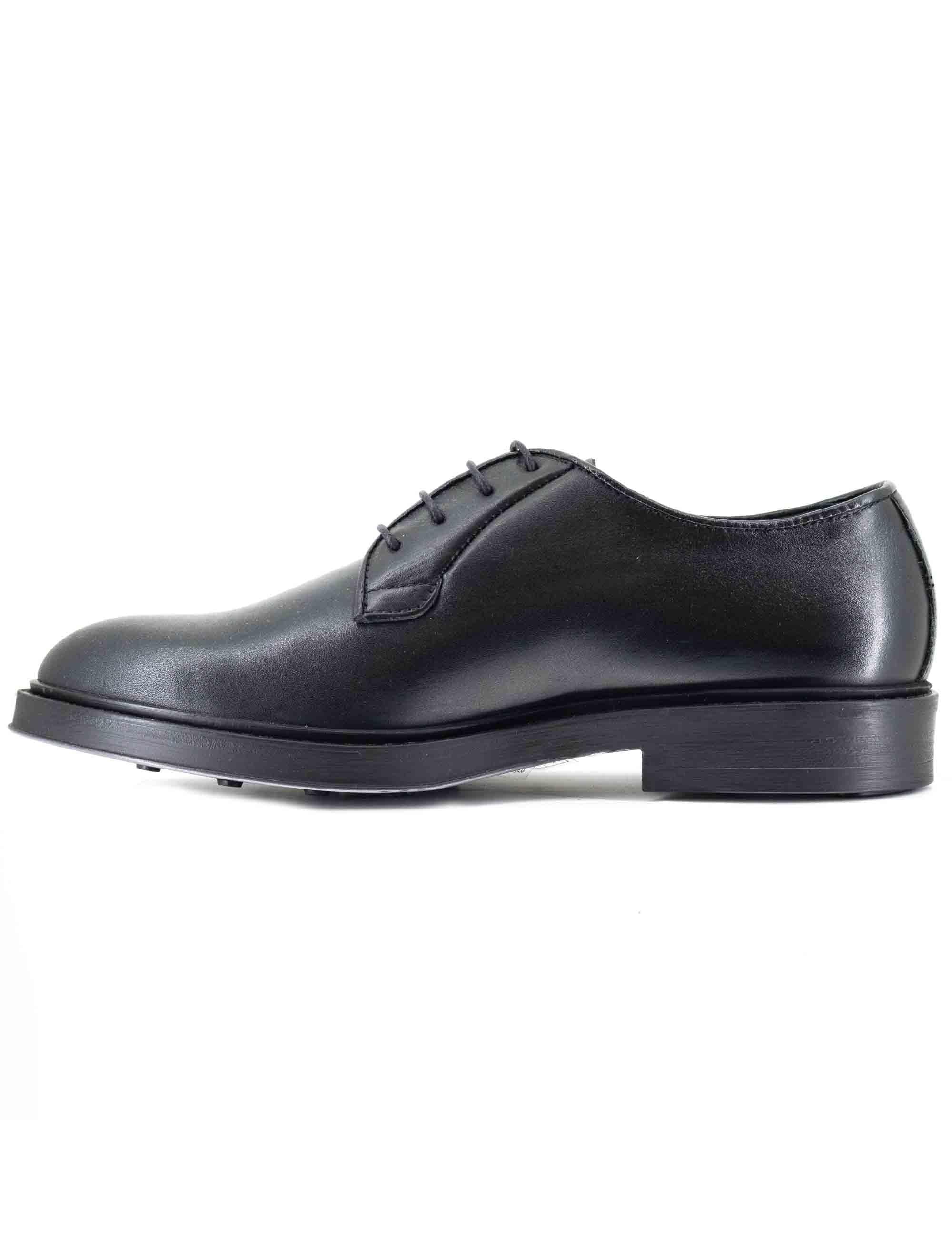 Stringate uomo in pelle nera con suola in gomma cucita SP1145 001 Spatarella 