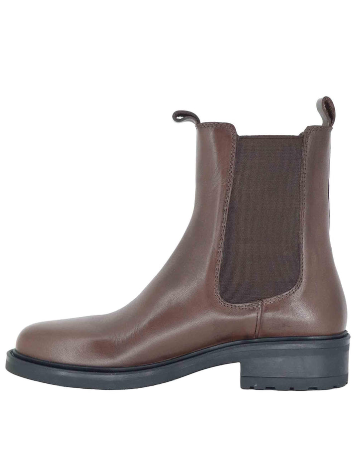 Stivaletti donna in pelle marrone con elastici laterali e tacco basso SP56209 014 Spatarella 