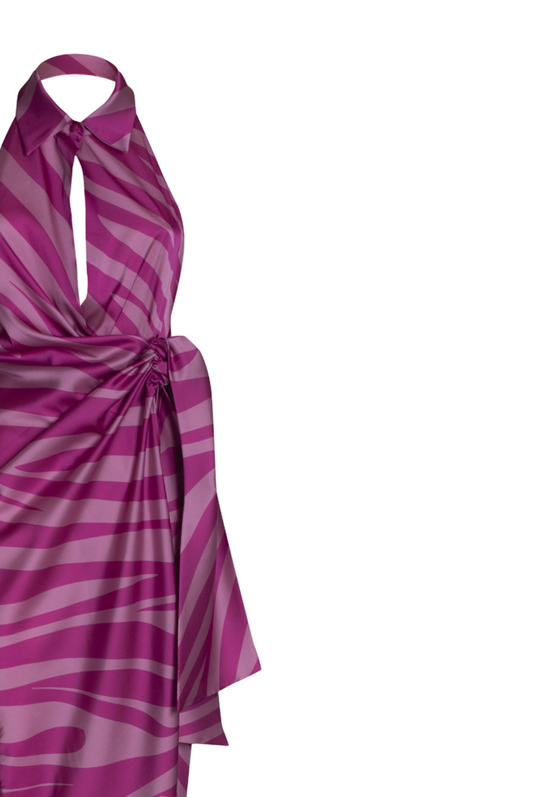 Abito lungo donna in tessuto fuxia con schiena scoperta THE NUIT SAFARI 053 Nineminutes 