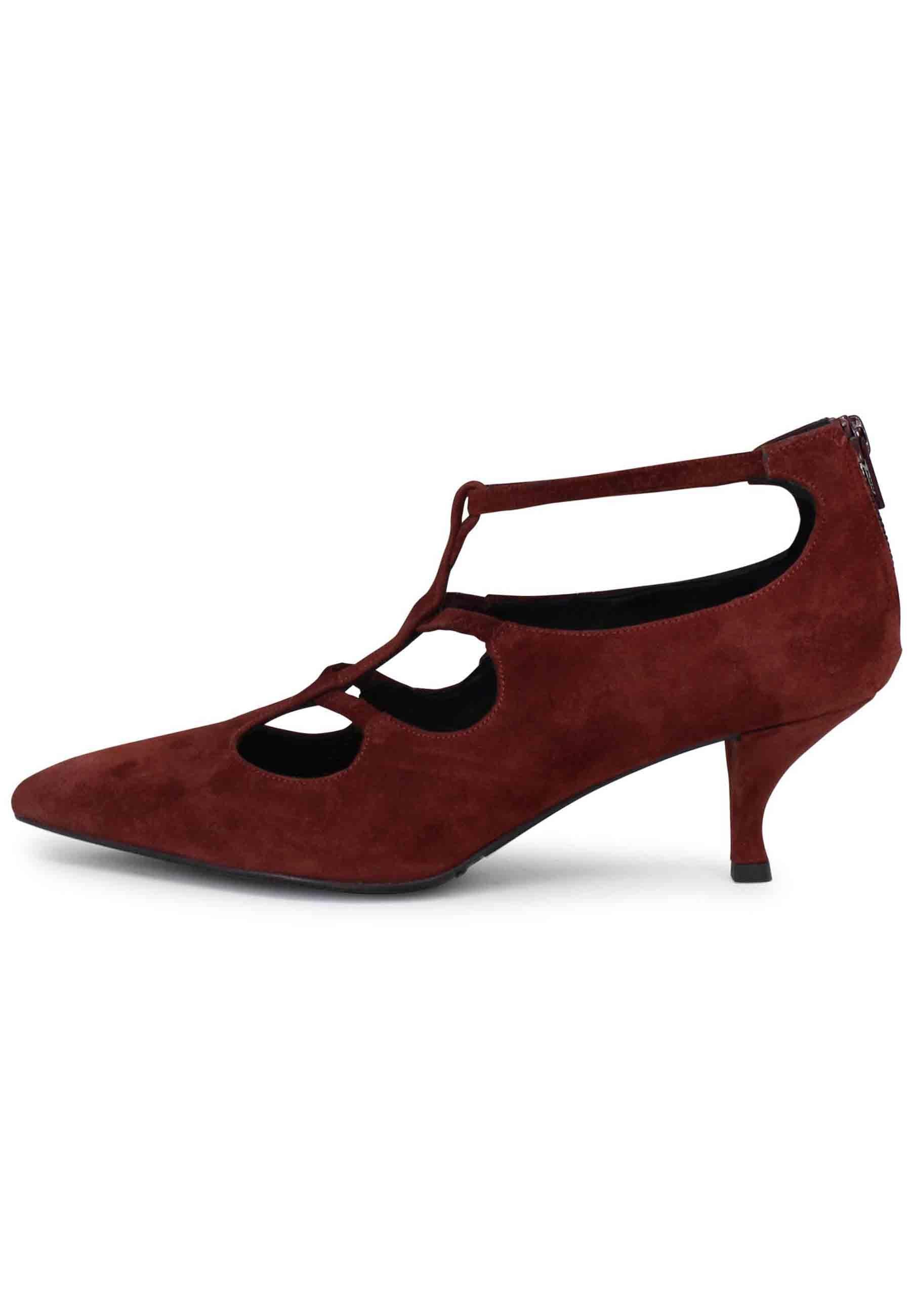 Decollete donna in camoscio marrone con cinturini SP715 013 Spatarella 