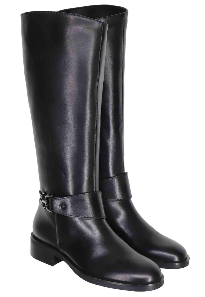 Stivali donna in pelle nera con fibbia tacco basso SPR17 001 Spatarella 