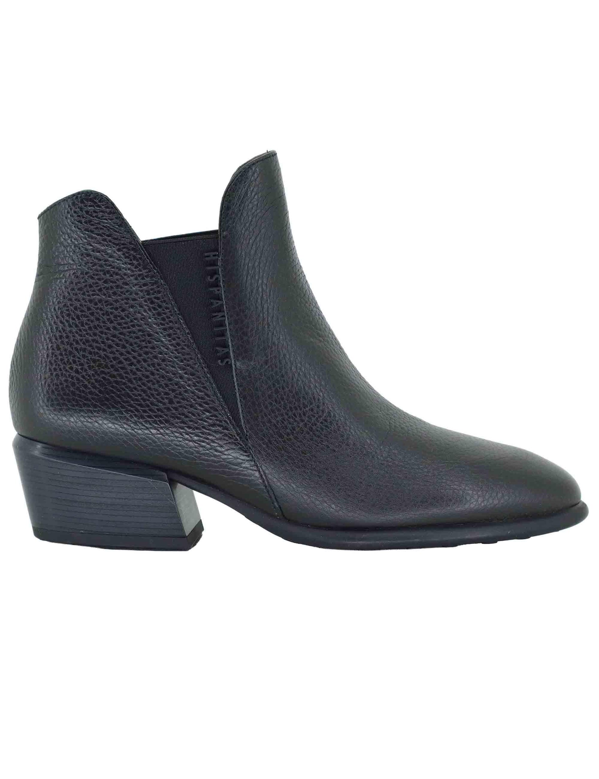 Stivaletti texani donna in pelle nera con elastici laterali PHI254383 C011 Hispanitas 