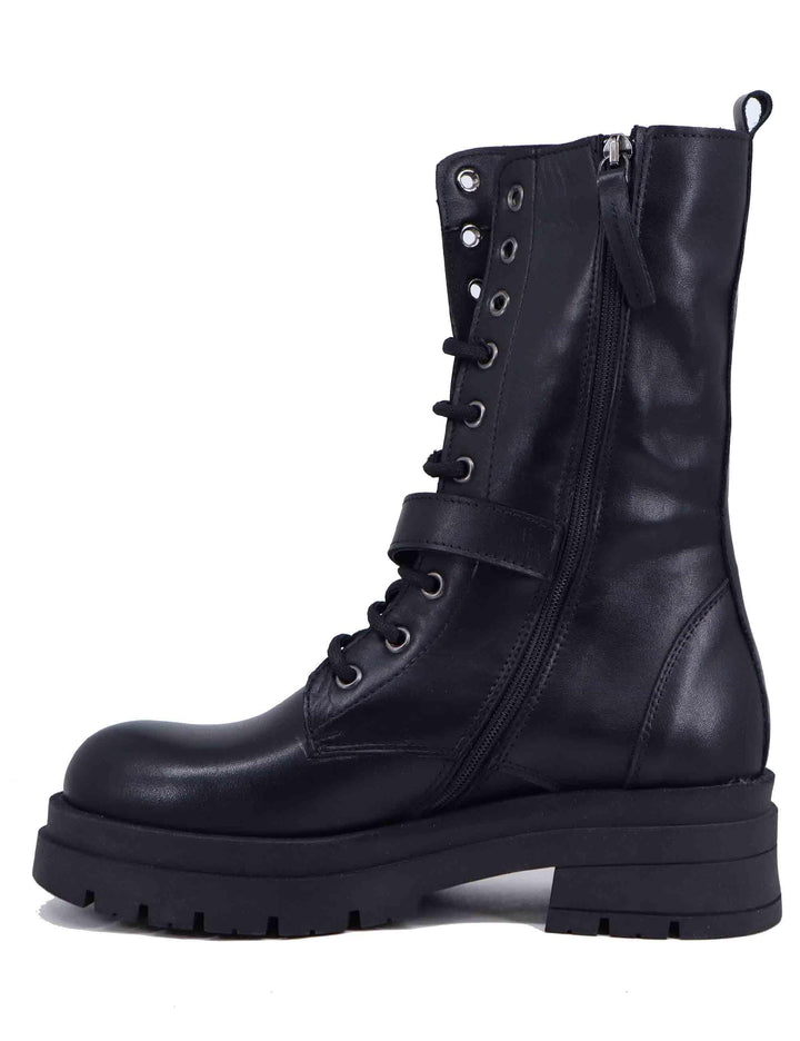 Stivaletti donna stringati in pelle nera CHARLOTTE 7 001 Spatarella 