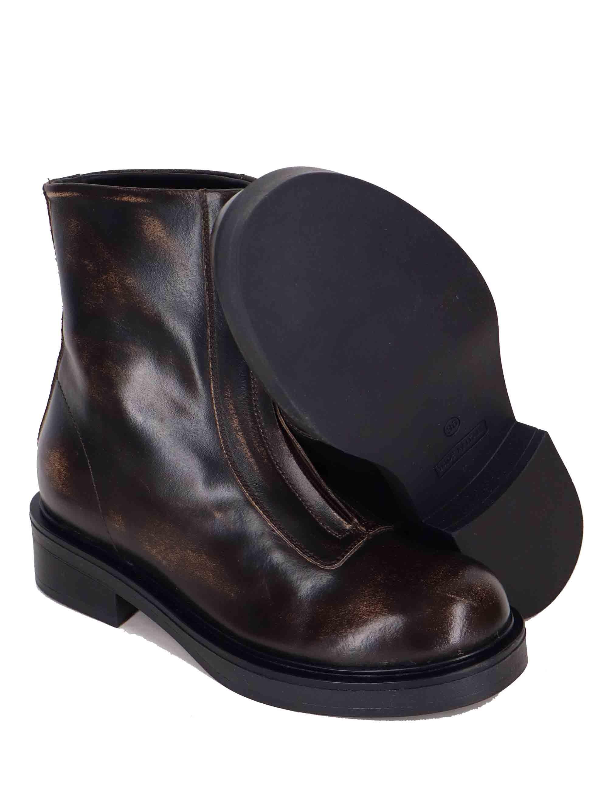 Stivaletti donna in pelle marrone con suola in gomma SPA7100 014 Spatarella 