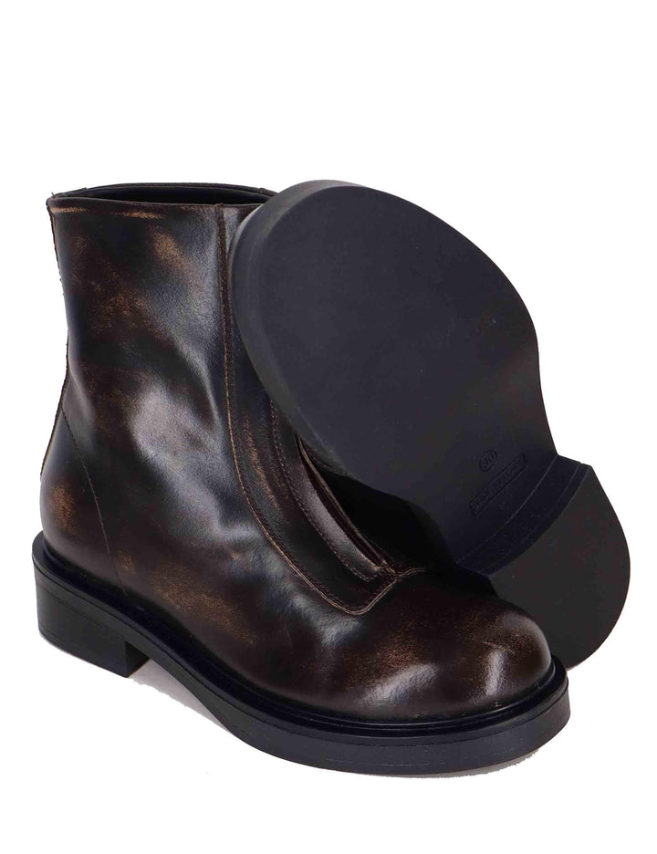 Stivaletti donna in pelle marrone con suola in gomma SPA7100 014 Spatarella 