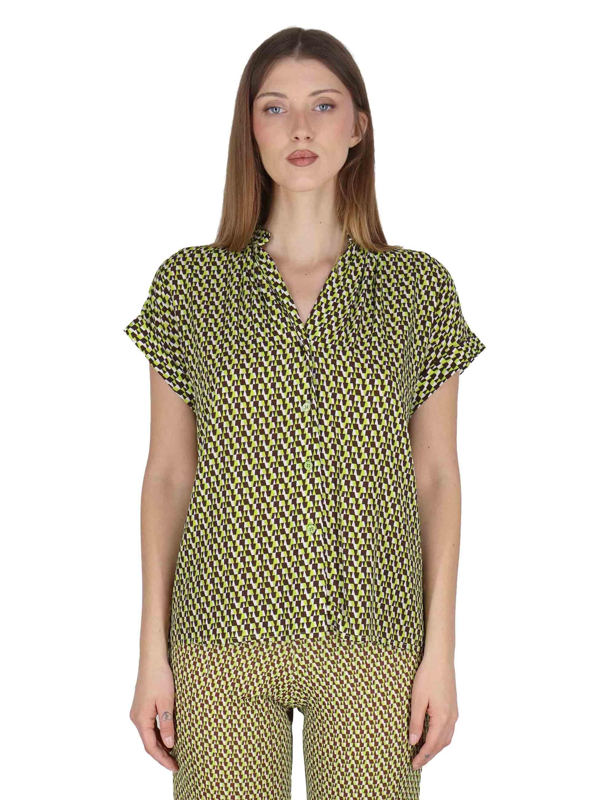 Camicie donna Flared Shirt in viscosa naturale verde stampata JABCM0001-F1526-1245 7046 Justmine 