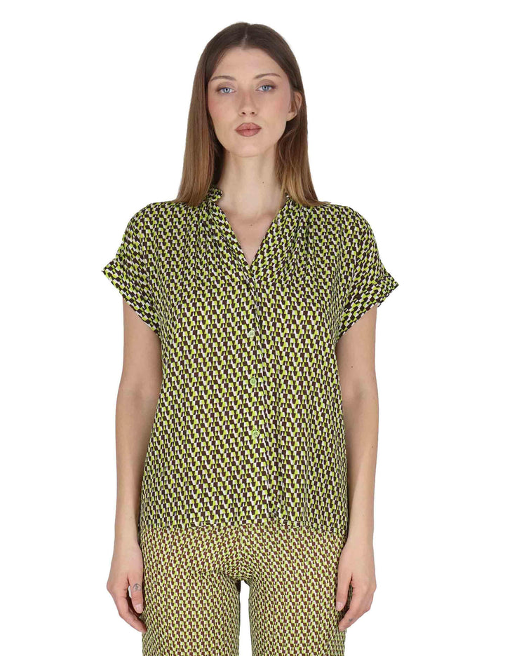 Camicie donna Flared Shirt in viscosa naturale verde stampata JABCM0001-F1526-1245 7046 Justmine 