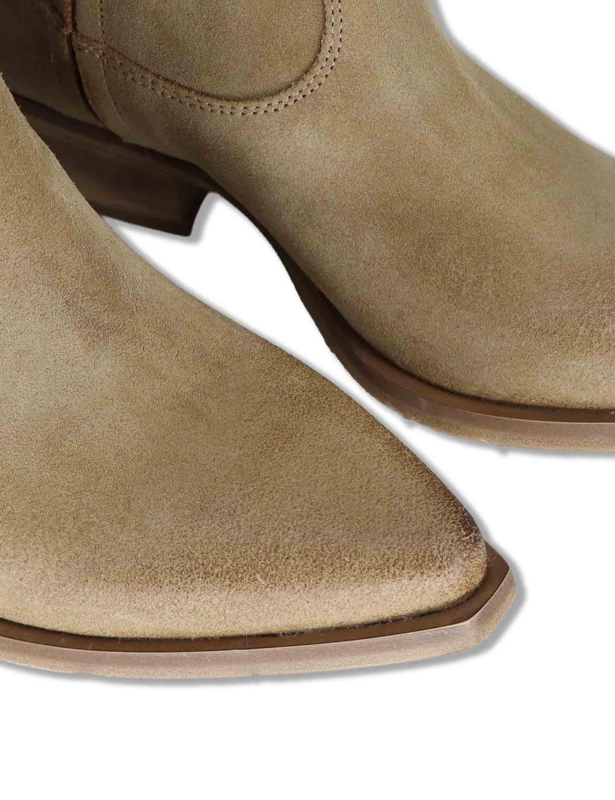 Stivali texani donna in camoscio taupe con tacco medio SPDX220S 029 Spatarella 