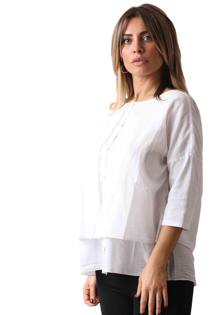 Camicia donna Cala in cotone bianco manica tre quarti CALA 100 TreBarraBi 
