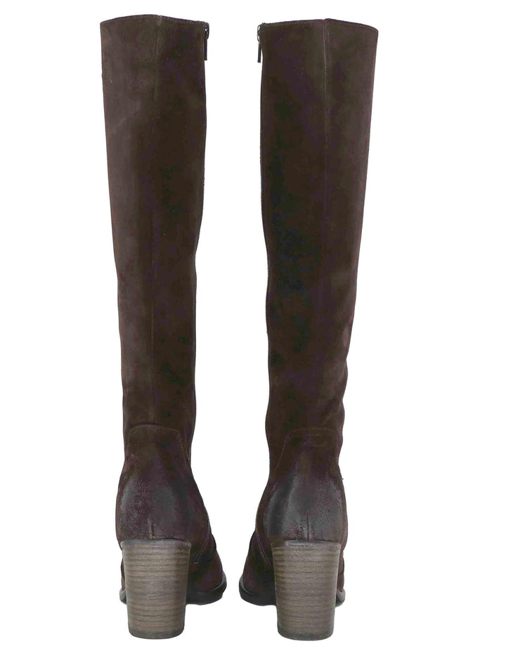 Stivali donna in camoscio vintage marrone tacco alto 9780 014 Les Venues 
