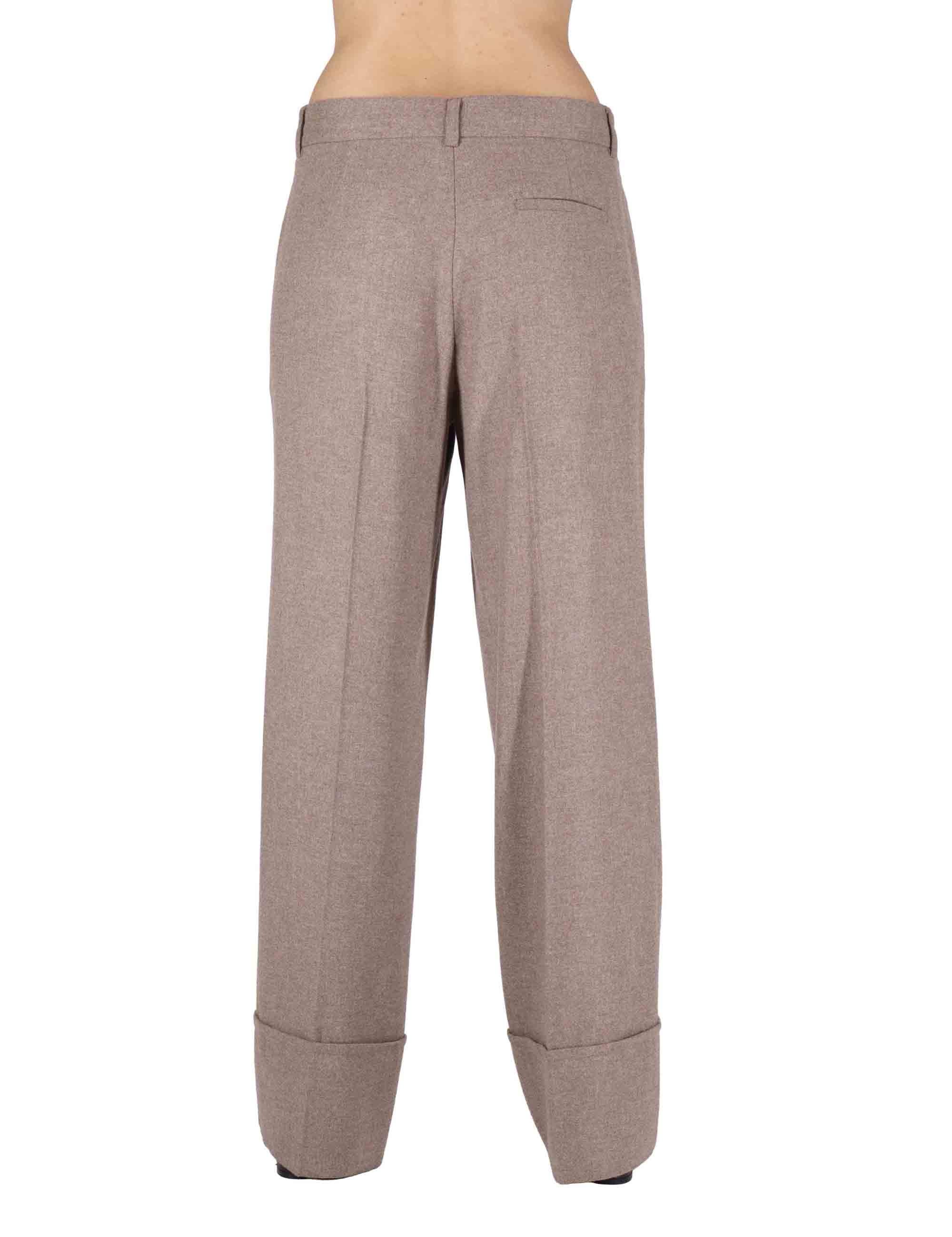 Pantaloni donna Tailored in misto lana taupe con gamba larga JH804420294 11003 Maliparmi 