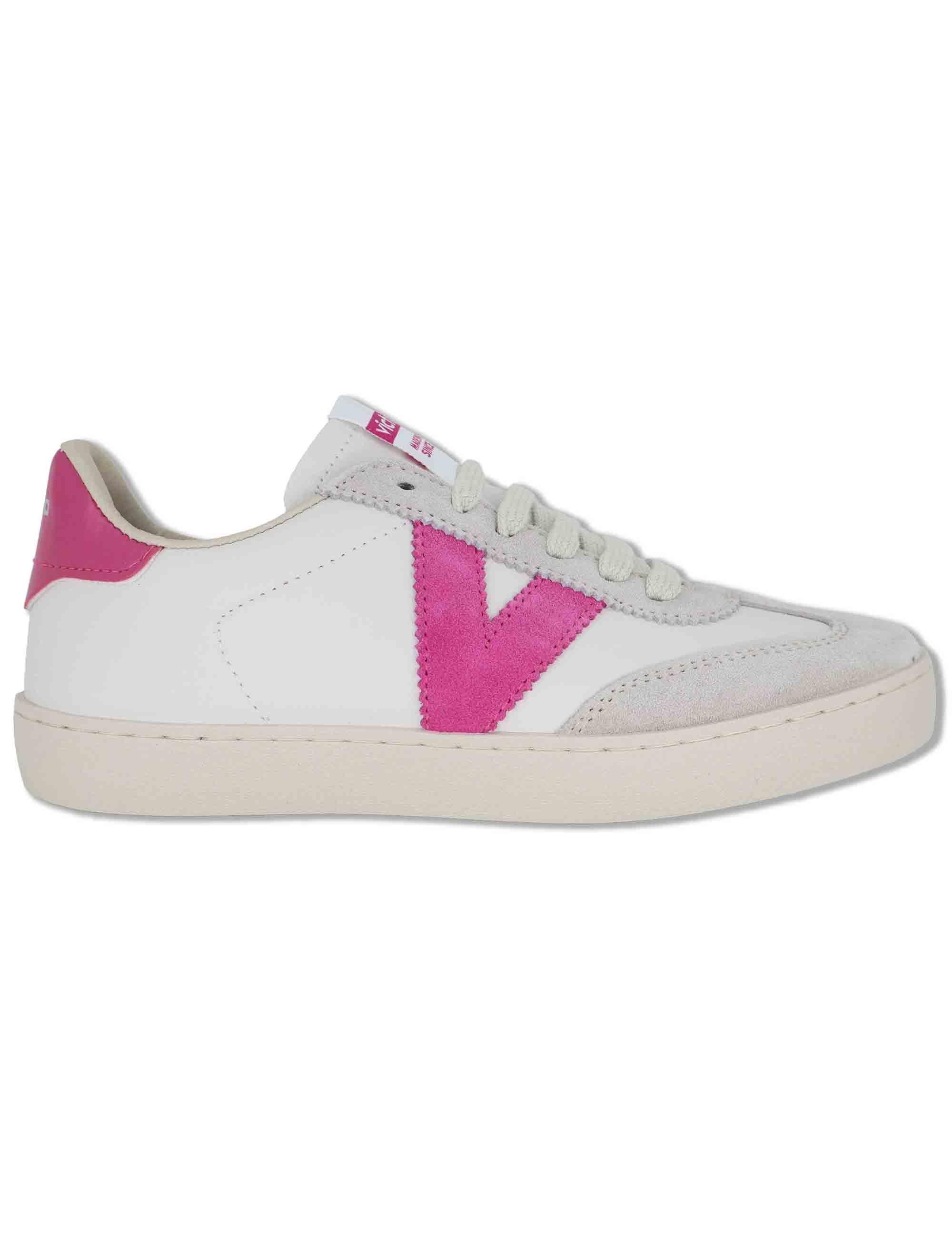 Sneakers donna Berlin in pelle bianca e fuxia 1126184 43_Fucsia Victoria 
