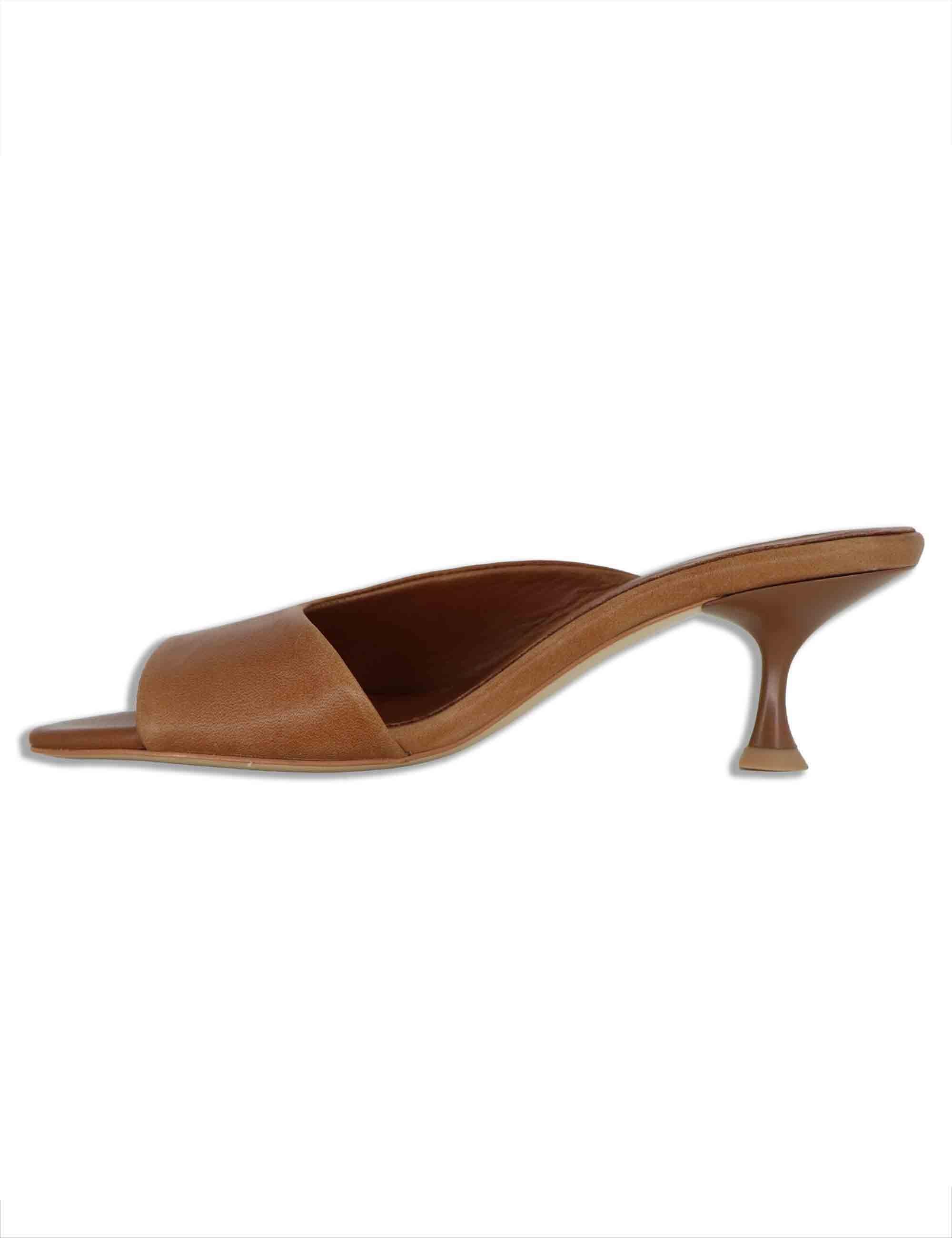 Sandali donna scalzati in pelle cuoio tacco alto senza cinturini SP261405 014 Spatarella 