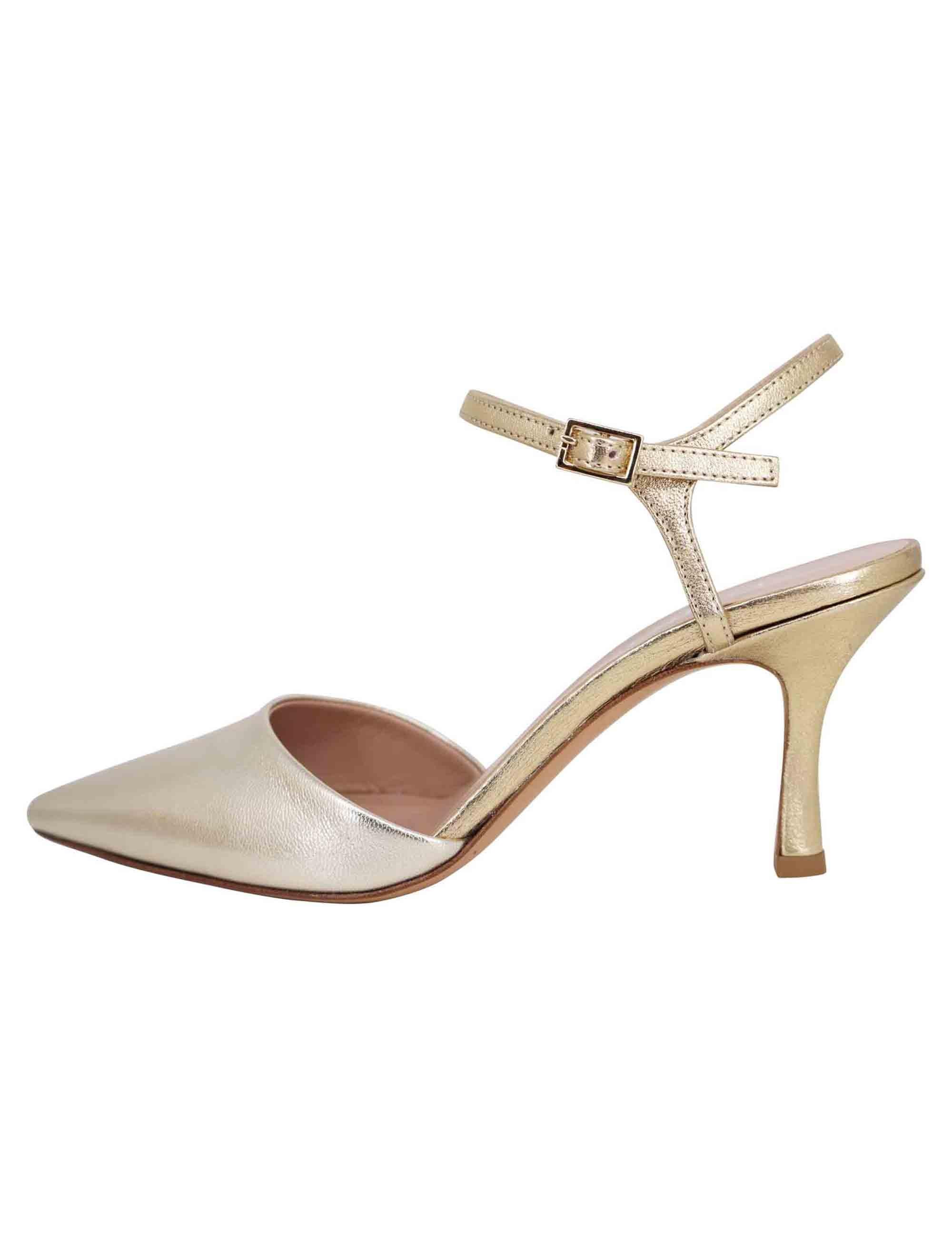 Sandali donna in pelle laminata argento e platino con tacco alto e cinturino alla caviglia SP286 607 Spatarella 