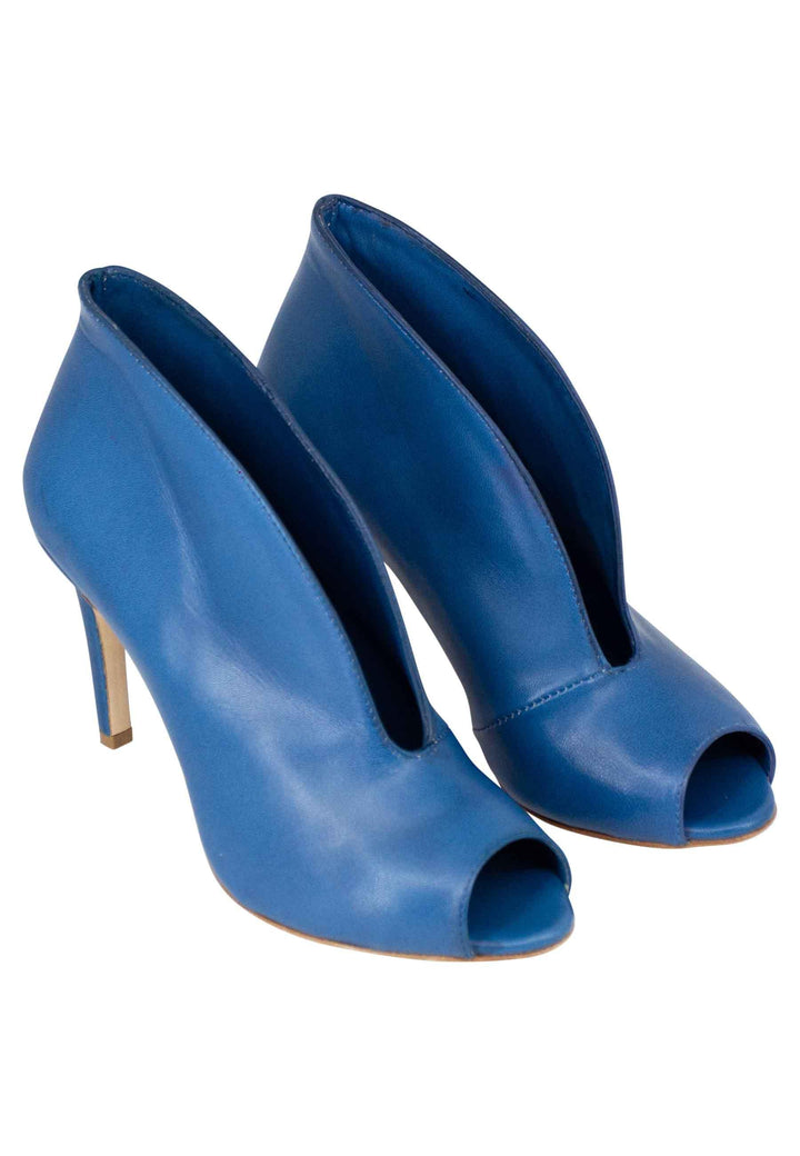 Stivaletti open toe donna in pelle blu denim tacco alto SP8004 002 L'Arianna 