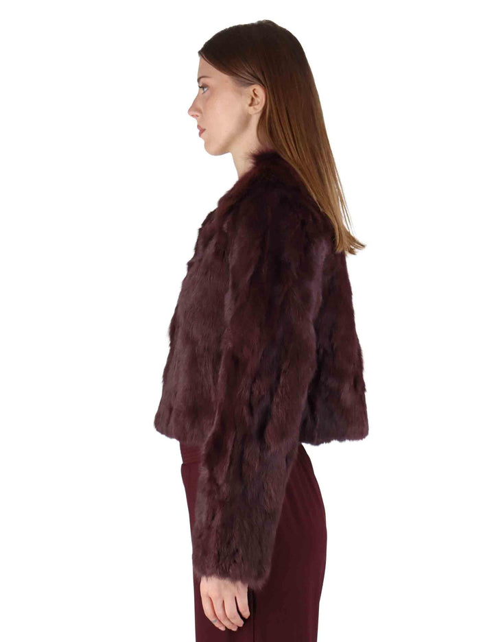 Giubbotti bomber corti donna in lapin bordeaux SP25101 BRDX Spatarella 