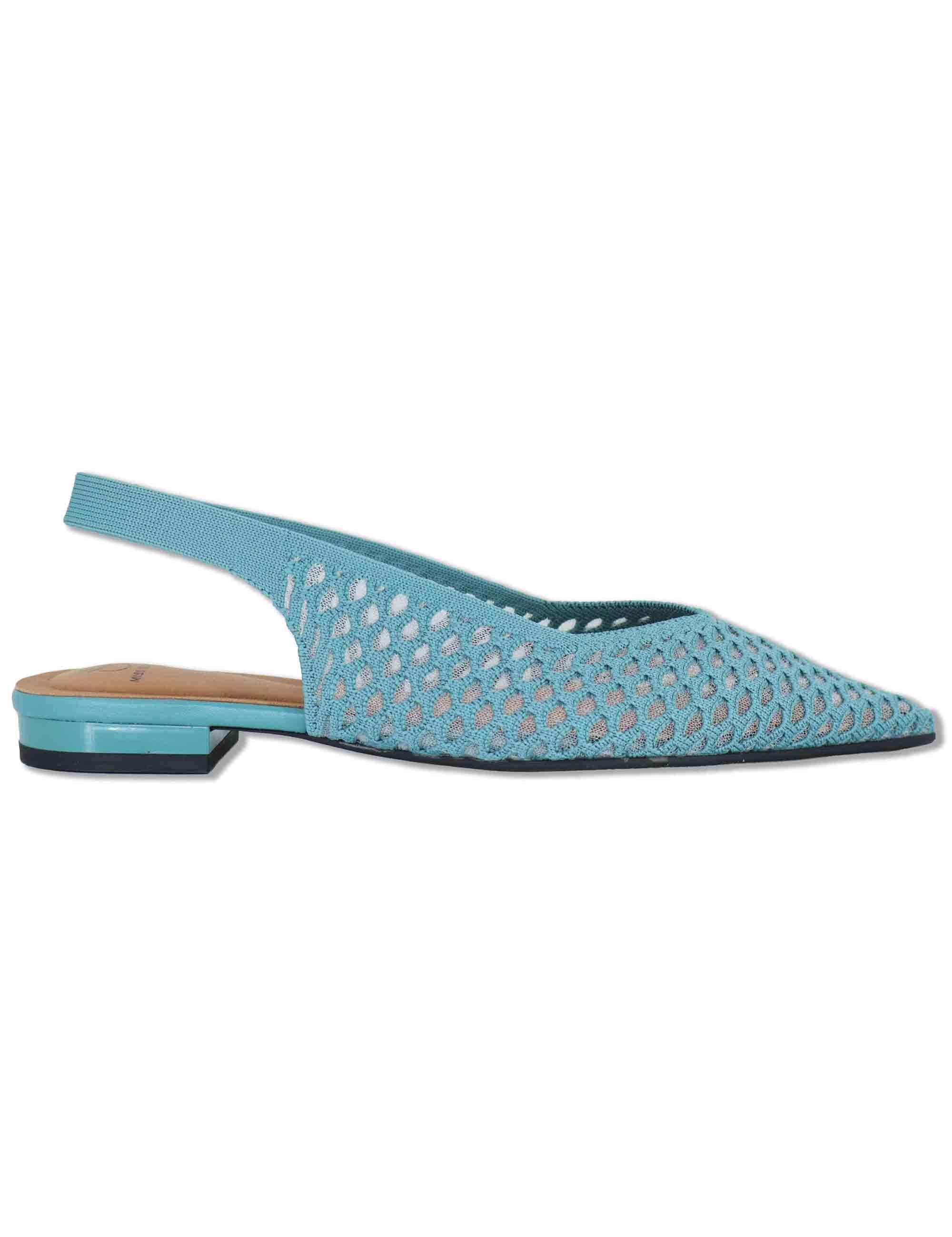 Decollete slingback in rafia celeste con tacco basso e punta a punta 75050 67-37 Miss Elastic 
