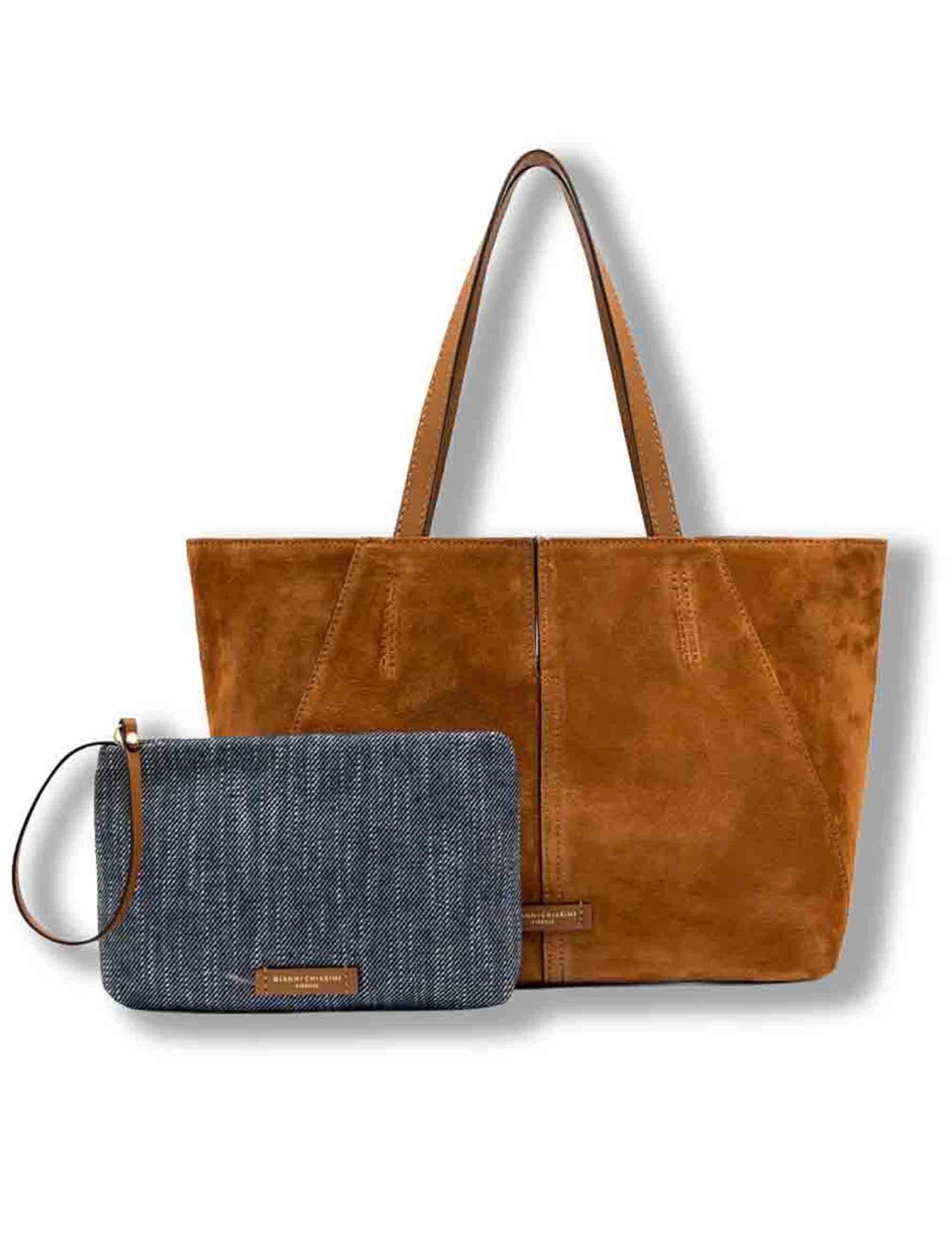 Borse donna Shopper Maya in camsocio camel con doppi manici BS12175 CM-FRSH 1478 Gianni Chiarini 