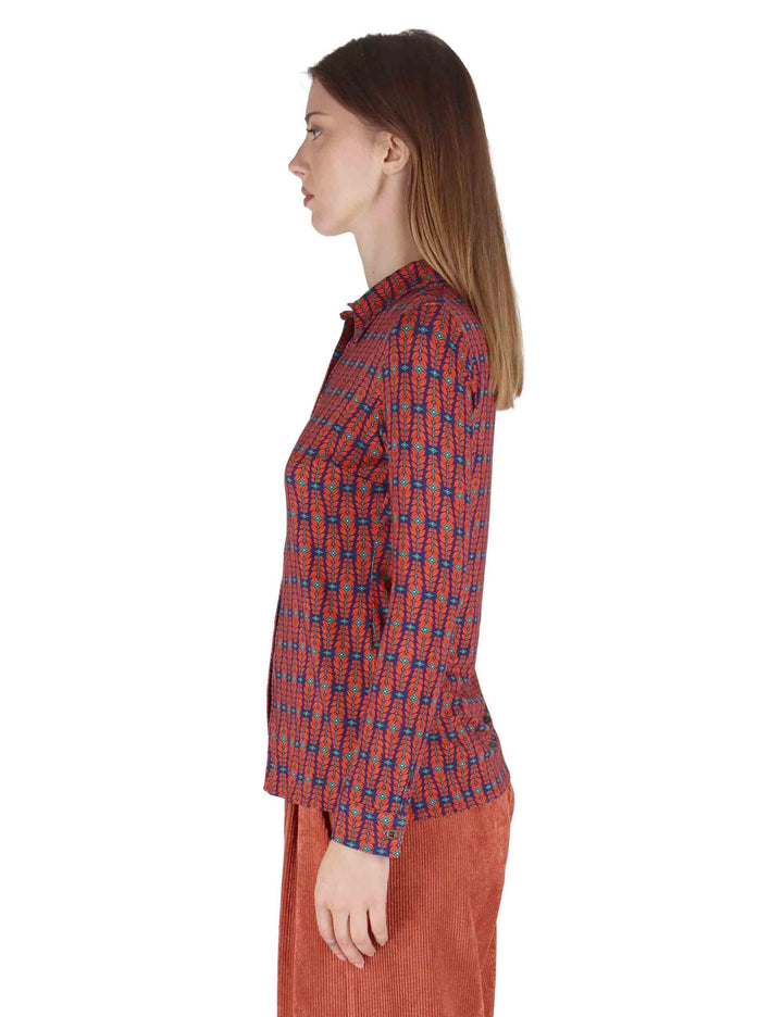 Camicie donna in jersey blu a fantasia a maniche lunghe JABCM0025-F1050 5020 Justmine 