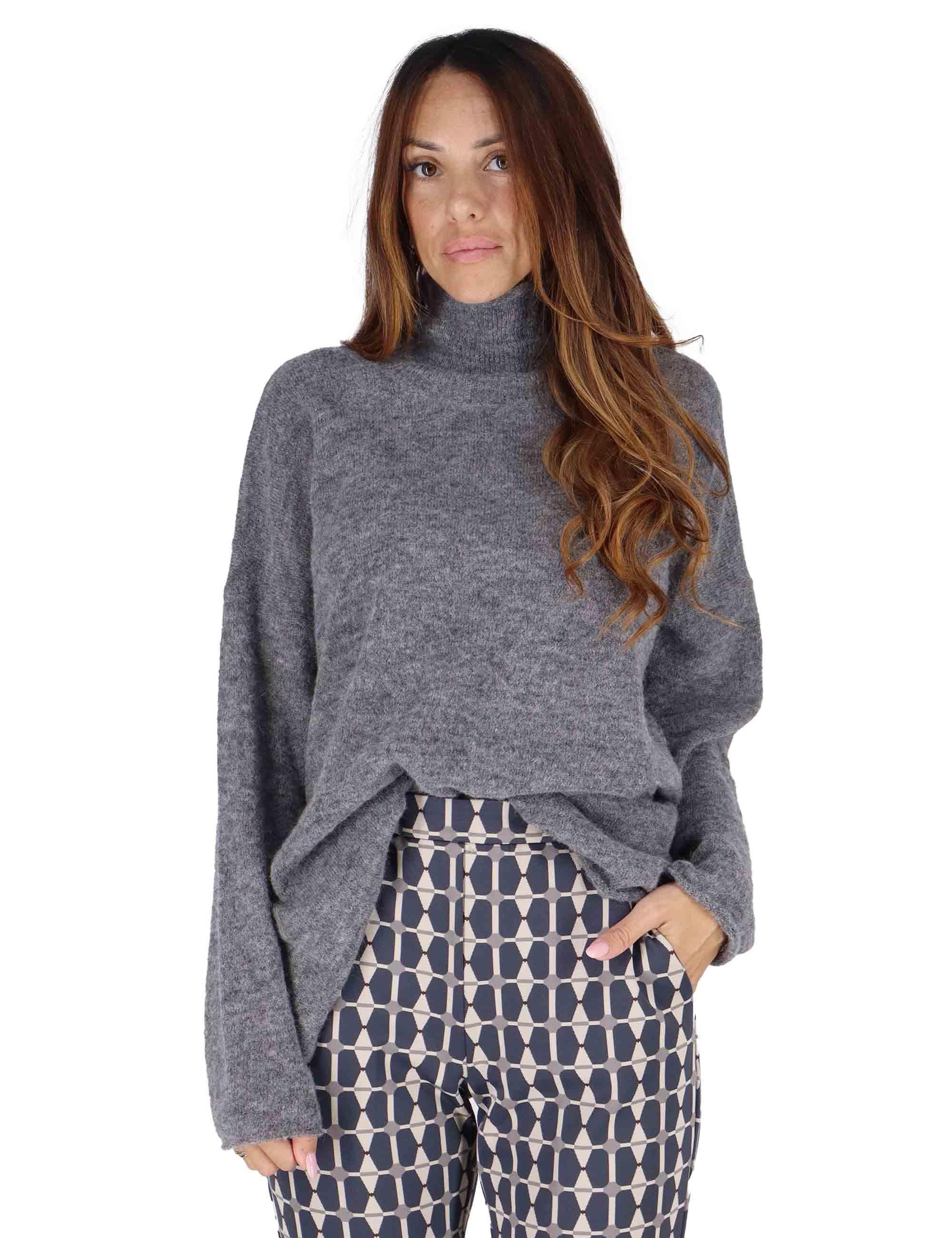 Maglioni in lana grigia con collo alto Donna 3W25-MELISSA SHAG GREY