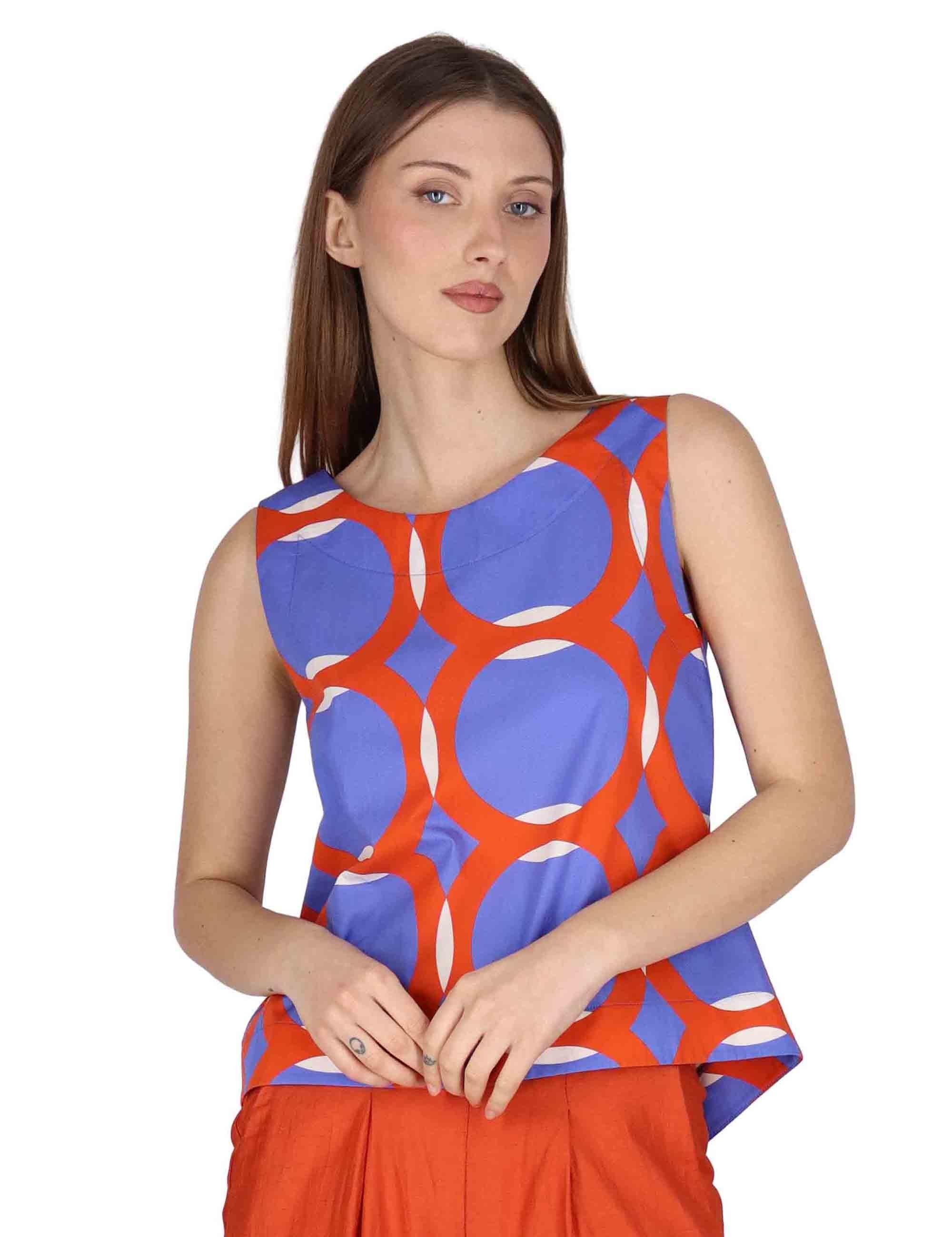 Top donna Tank Blouse in contone lilla con fantasie geometriche JABCM0001-F1380-1243 6090 Justmine 