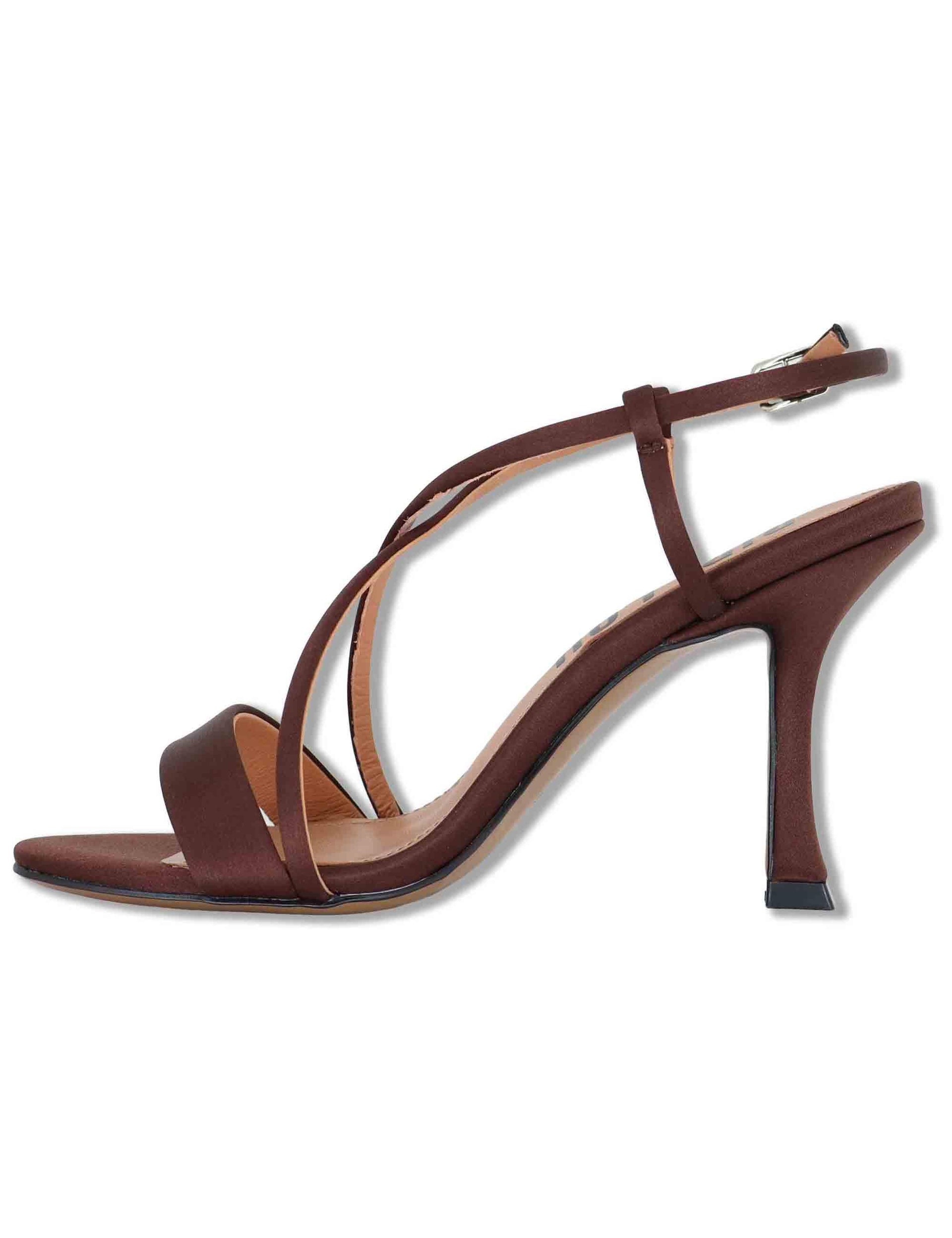 Sandali donna slingback in satin marrone con tacco alto Zafiro 515Z75VK 90-MARRON Bibi Lou 