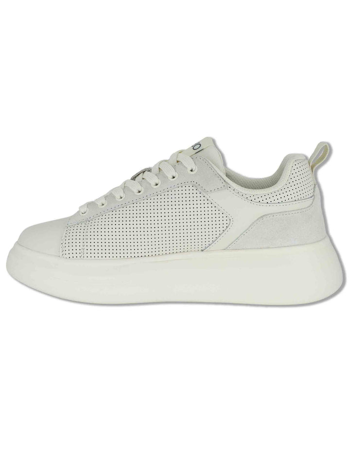 Sneakers uomo in pelle e tessuto off white con suola alta in gomma BIG 05 MILK Liu-Jo 