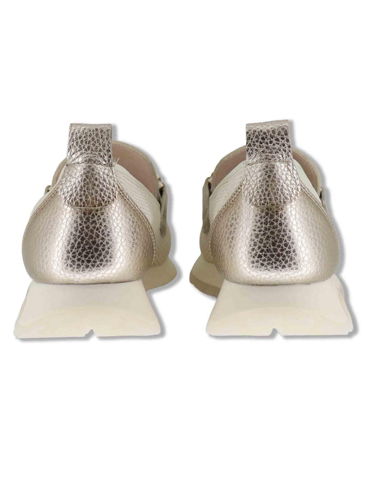 Mocassini donna in tessuto e pelle off white con suola running HV264857 PANNA Hispanitas 