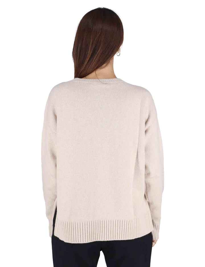 Maglioni donna Cachemire Merinos in lana beige girocollo JQ511474315 11034 Maliparmi 