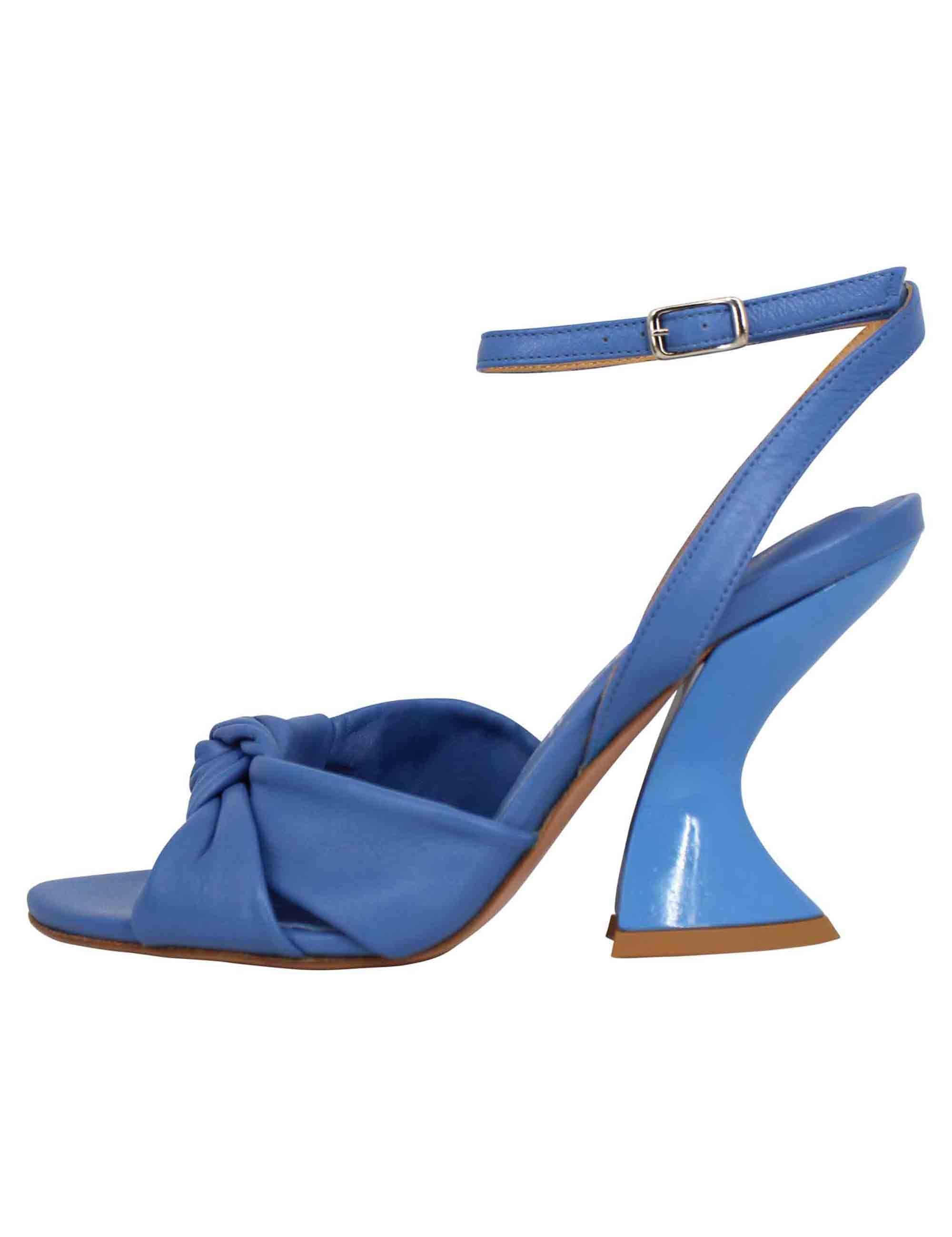 Sandali donna in pelle blu con tacco alto e cinturino alla caviglia SP896 700 Spatarella 