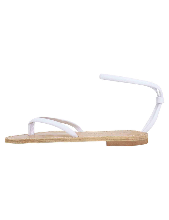 Sandali flat donna infradito in pelle bianca con cavigliera SP546 100 Spatarella 