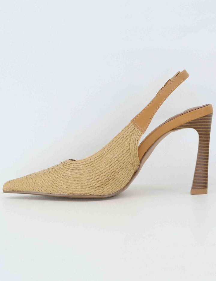 Slingback donna in rafia camel con tacco alto U4700900566M 900 C Exe 