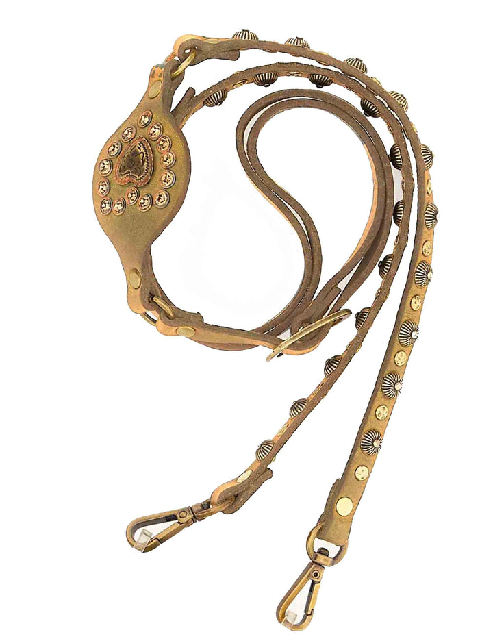 Tracolle donna in pelle beige regolabili con borchie e strass C044730ND X2961 C0539 Campomaggi 