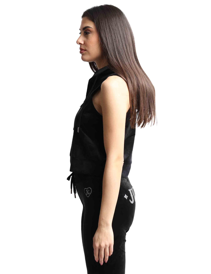 Felpe donna Gilly in tessuto nero a giro manica con cappuccio VEJH70328WPF J00 Juicy Couture 