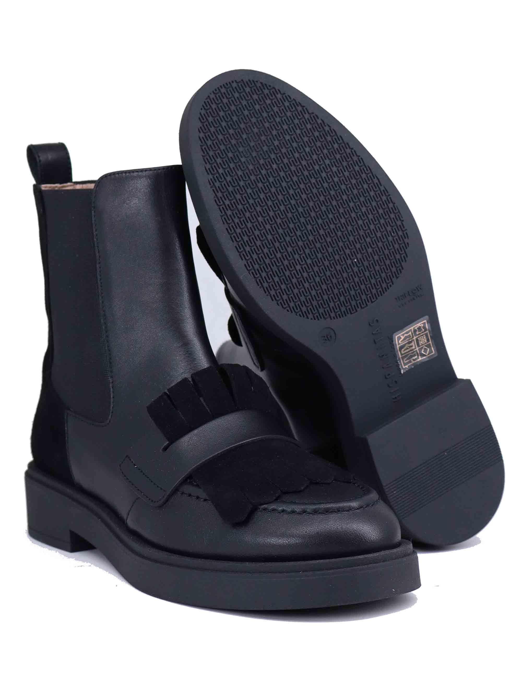 Stivaletti beatles donna in pelle e camoscio nero HI243613 C008 Hispanitas 