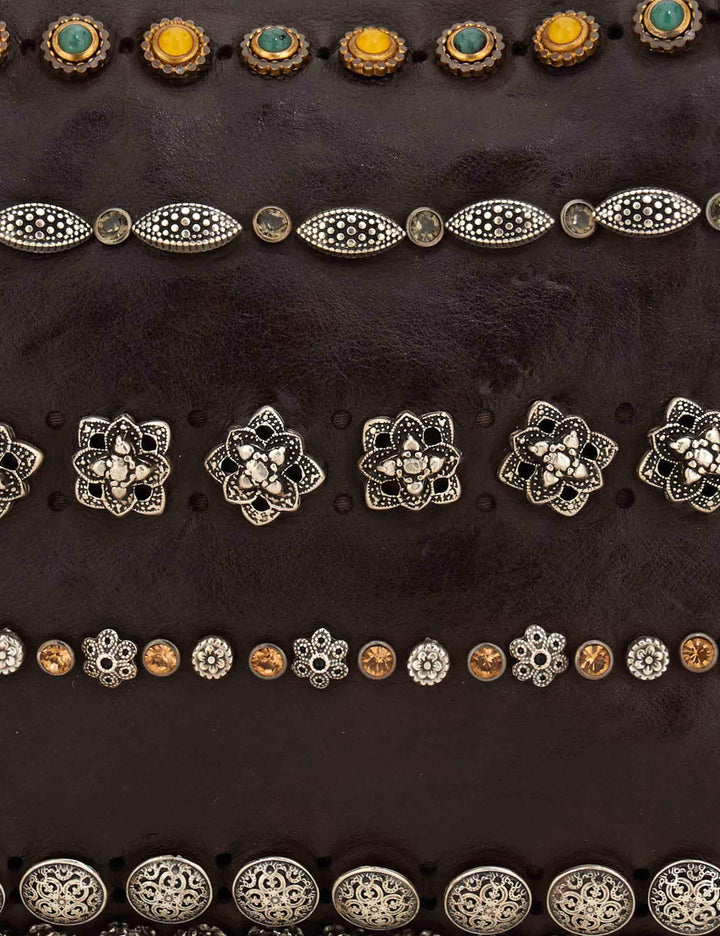 Borse donna Asteria in pelle marrone con borchie e strass C044400ND X2983 C1501 Campomaggi 