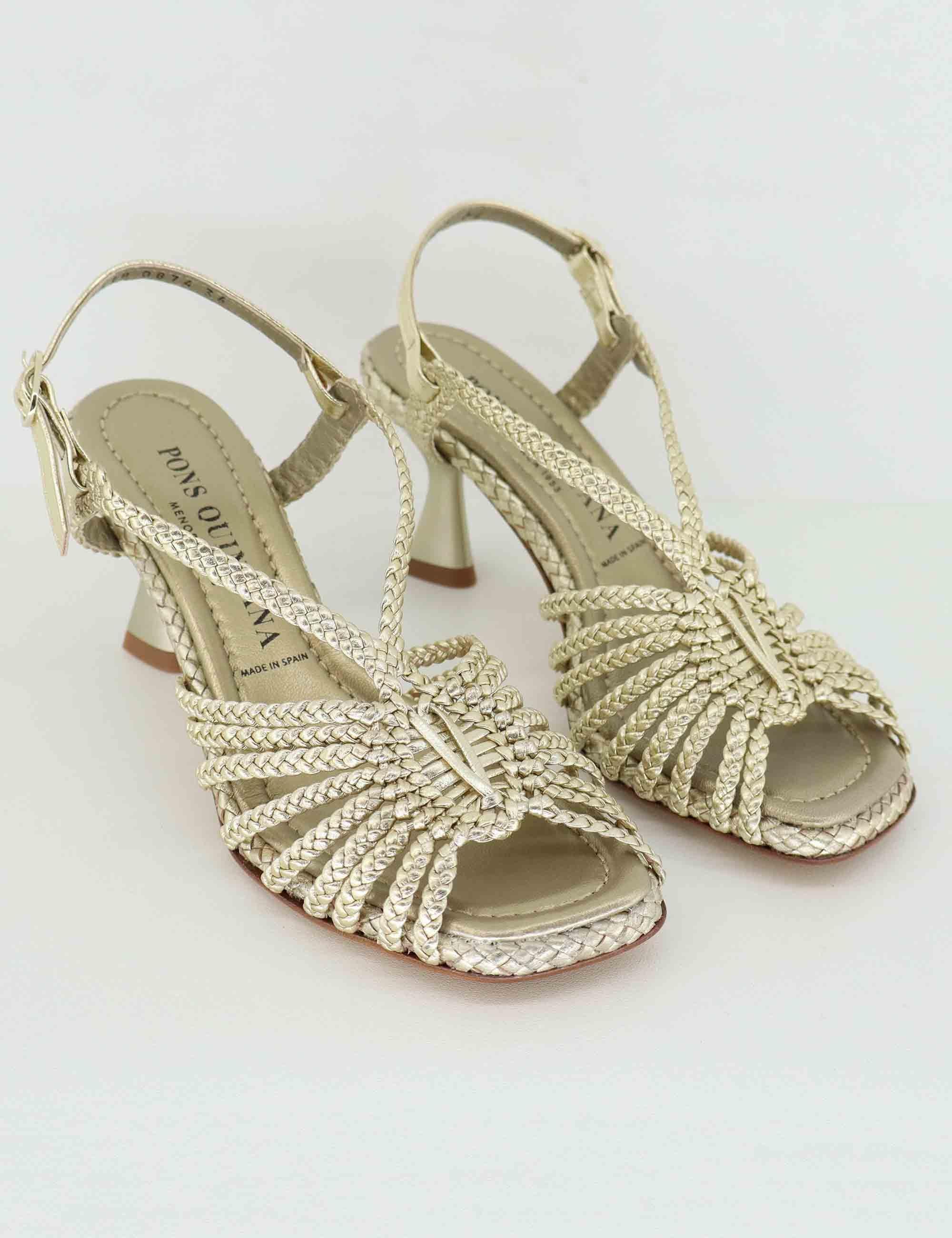 Slingback donna in pelle laminata platino con tacco alto 10874.000 66 Pons Quintana 