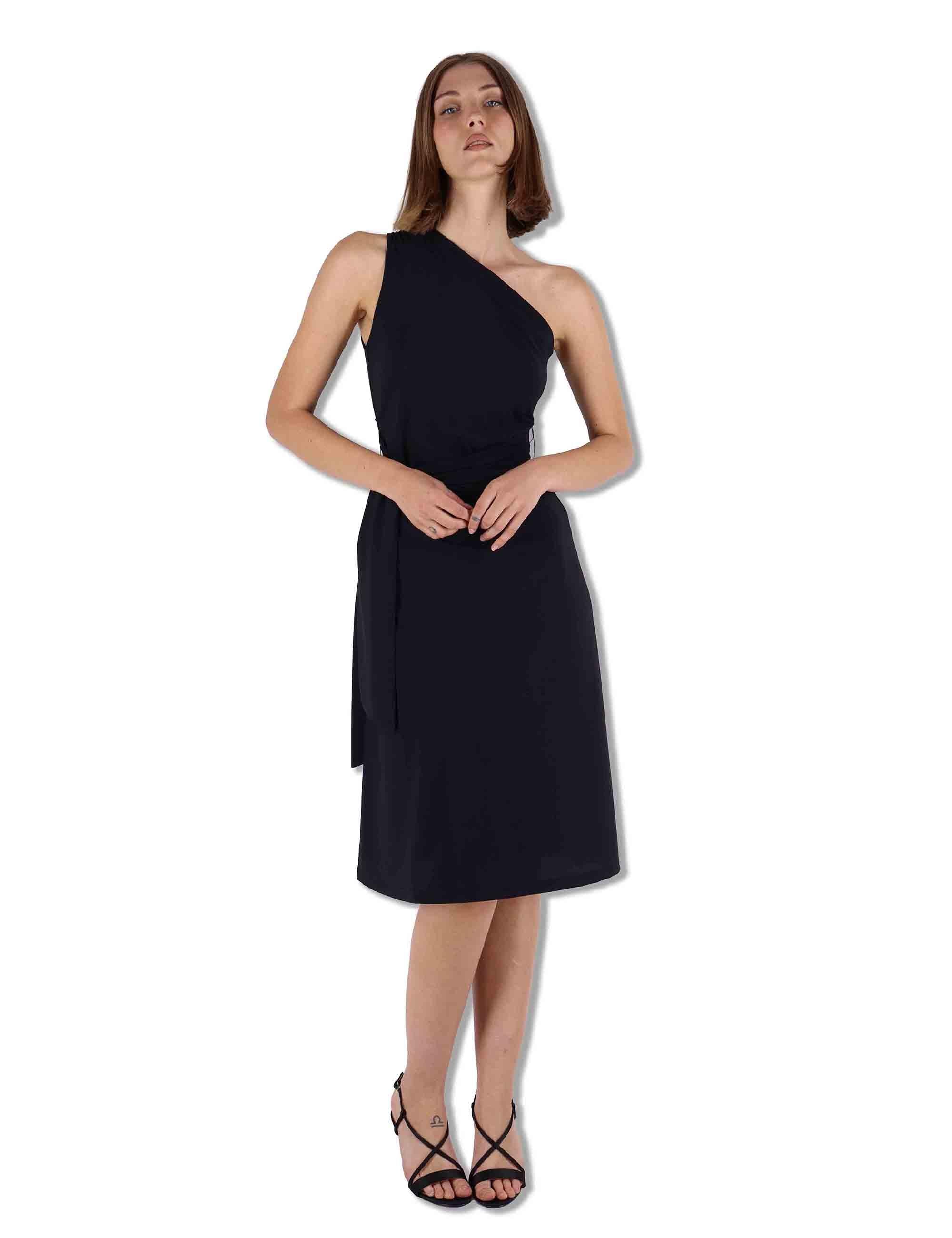 Abiti donna Soft in jersey nero monospalla con fusciacca JF671570210 20000 Maliparmi 