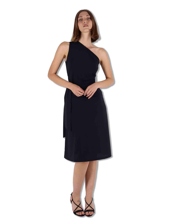 Abiti donna Soft in jersey nero monospalla con fusciacca JF671570210 20000 Maliparmi 