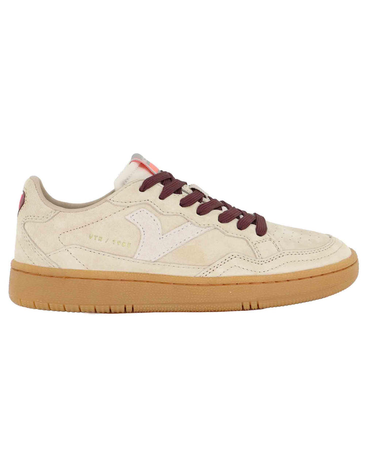 Sneakers donna in camoscio beige con suola ambra 8806111W Beige Victoria 