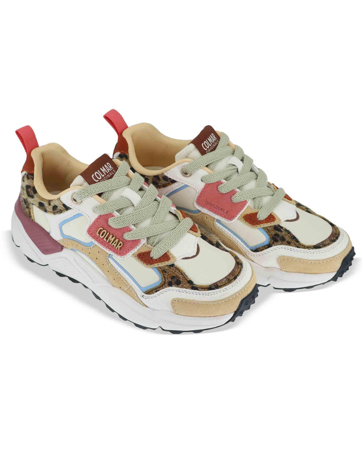 Sneakers donna in pelle e tessuto senape  con suola alta GARNER 075 Colmar 