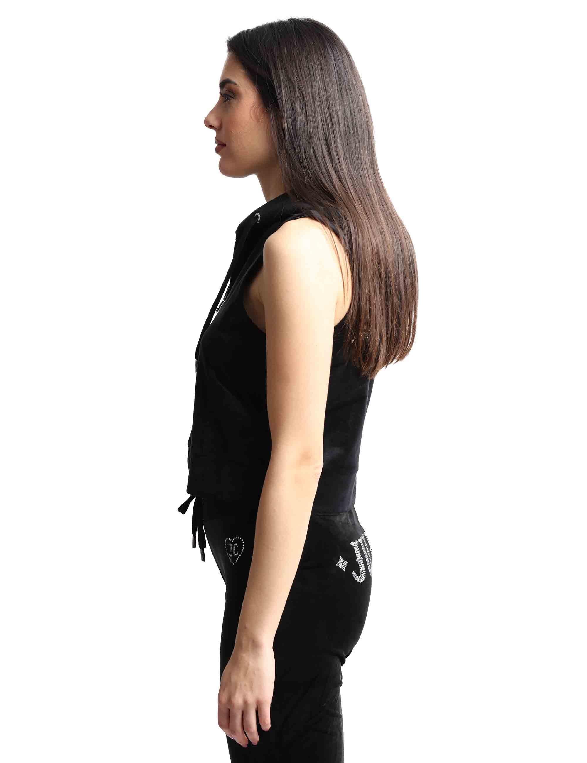 Felpe donna Gilly in tessuto nero a giro manica con cappuccio VEJH70328WPF J00 Juicy Couture 