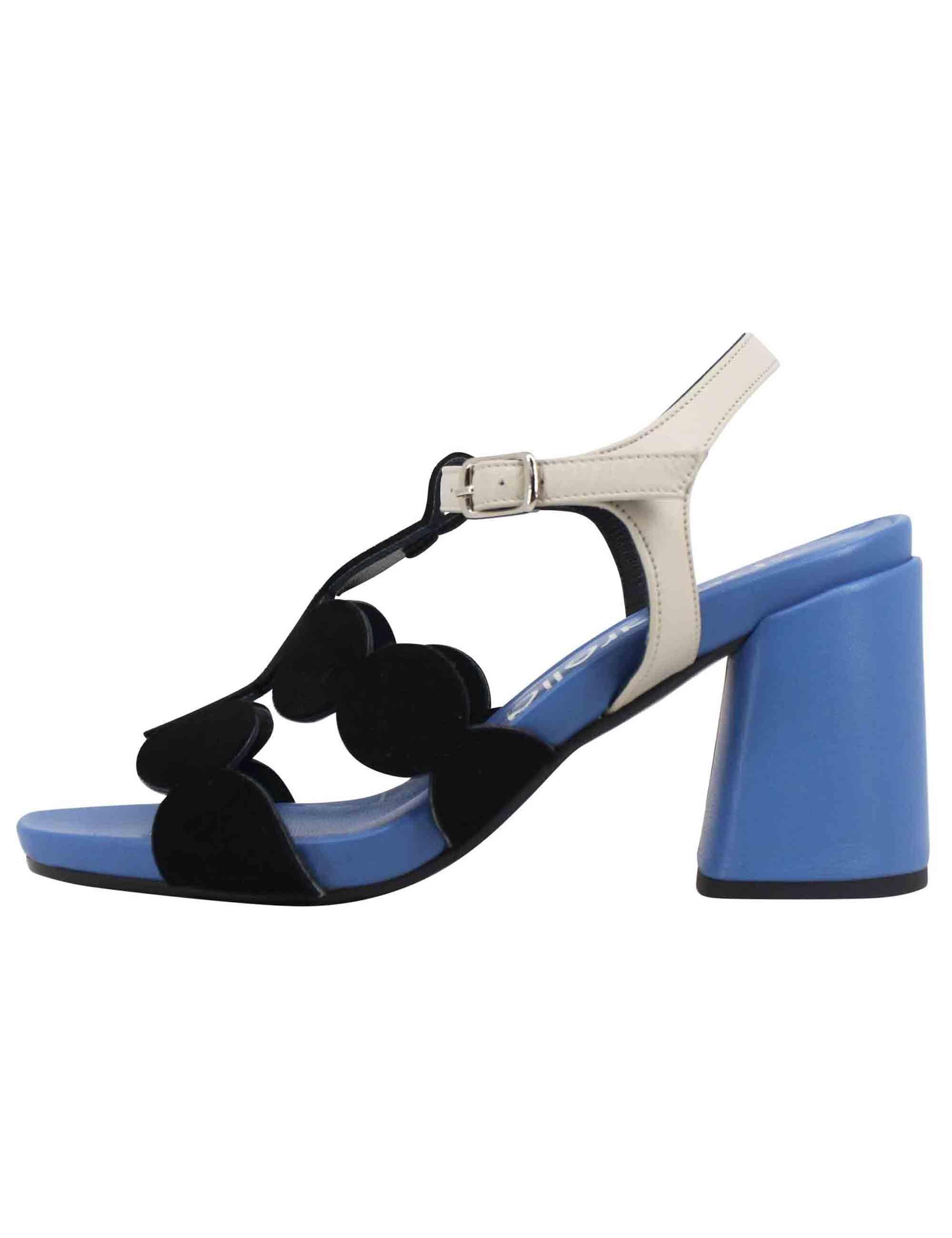 Sandali slingback donna in camoscio nero con tacco alto SP911 700 Spatarella 