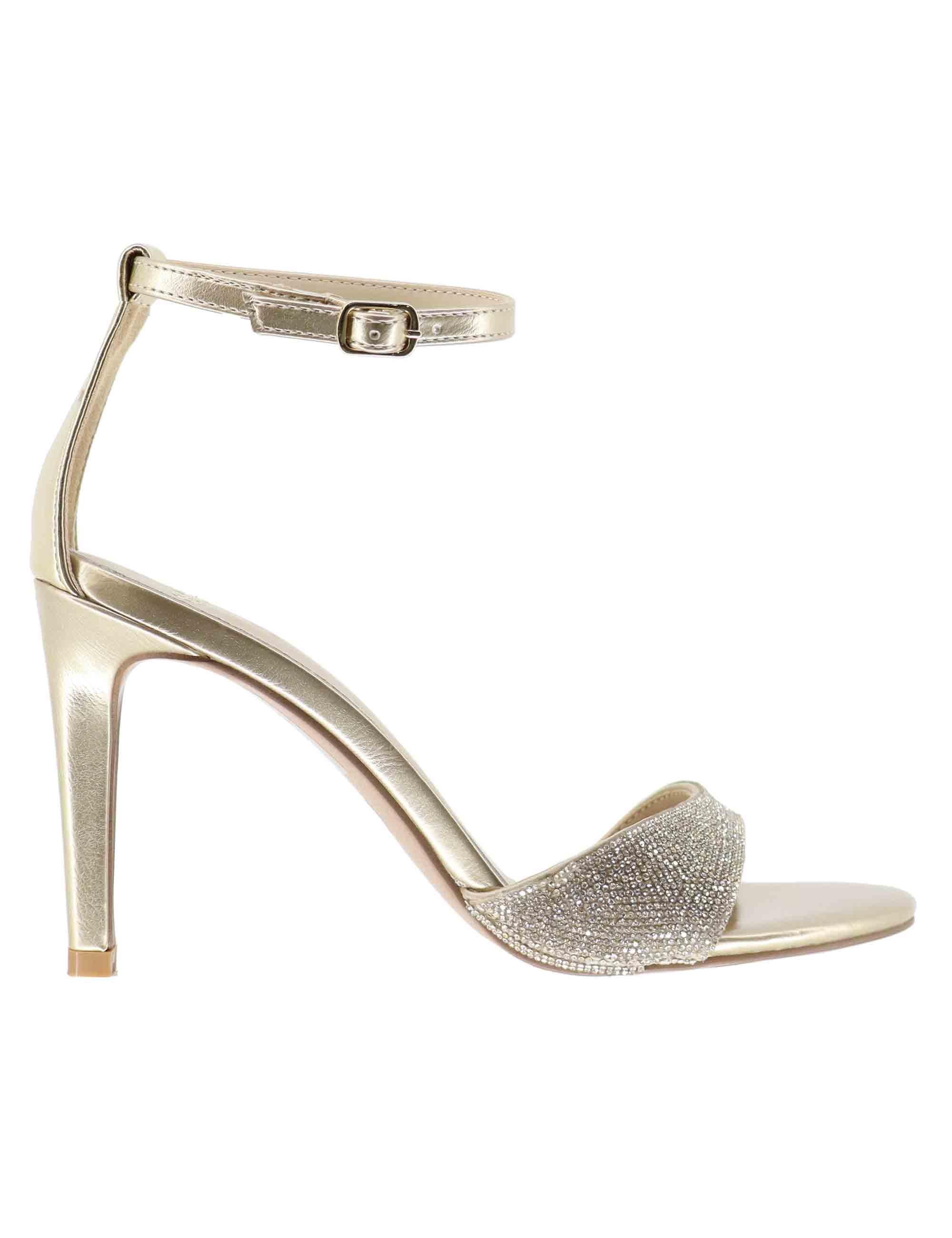 Sandali donna in strass oro tacco alto U4700353529B 335 LT Exe 