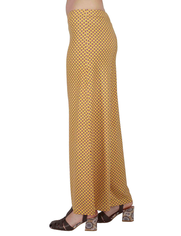 Pantaloni donna Palazzo Trousers in jersey stretch giallo a fantasia JFAPN0001-E2771-1267 1226 Justmine 