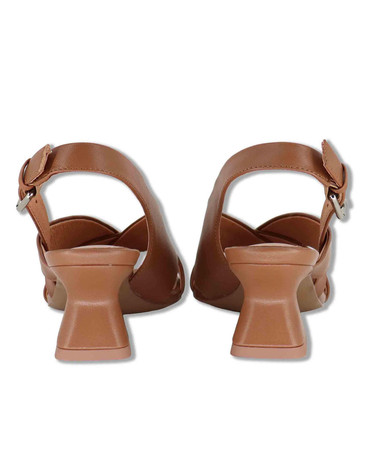 Sandali donna slingback in pelle cuoio con cinturino asimmetrico Zia 520Z10VK 92-CUERO Bibi Lou 