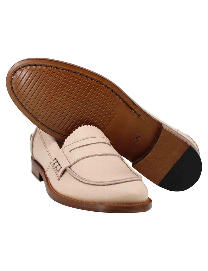 Mocassini donna in pelle nude con suola in cuoio SPD306 300 Spatarella 